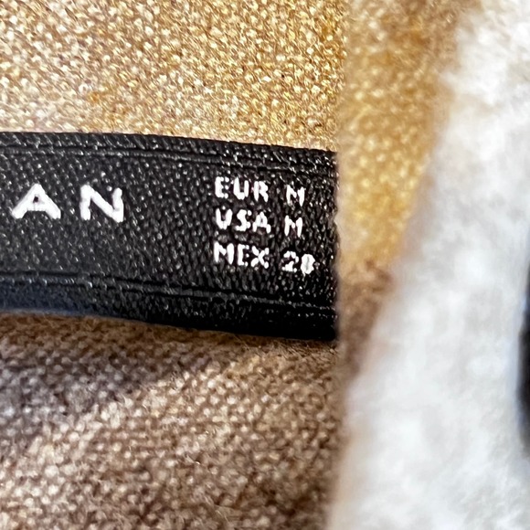 Zara Top Tan Size M Belt Tie Wool Blend Balloon Sleeve Mock Neck Buttons Blouse - Picture 10 of 11